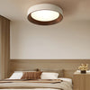 Modern Wood Grain Round LED Ceiling Light Iron 3 Step Dimming Flush Mount Fixture