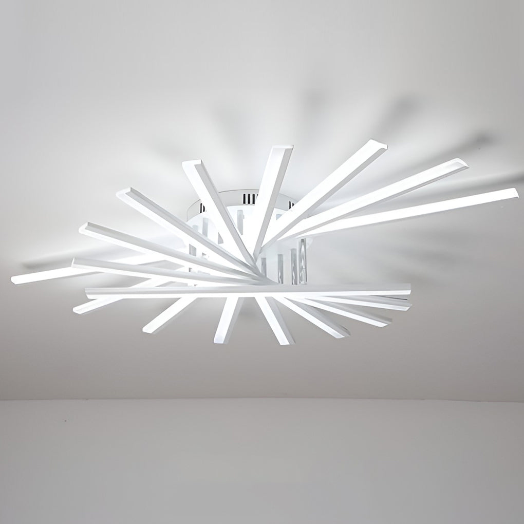 Modern Nordic Creative Strip LED Ceiling Light White Dimmable Flush Mount Chandelier