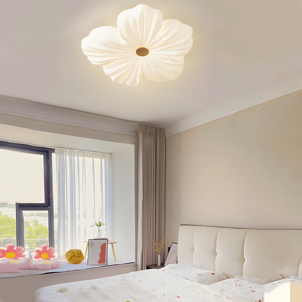 Modern White Acrylic Flower Shape LED Ceiling Lamp Flush Mount for Bedroom