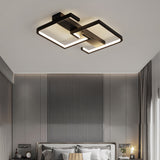 Geometric Square Frame Black LED Flush Mount Ceiling Lamp with Three Step Dimming Control