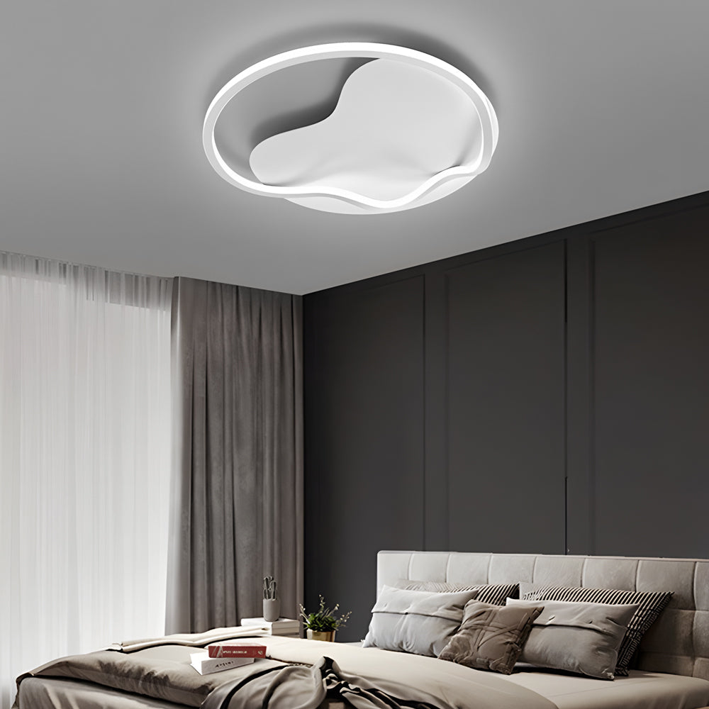 Modern White Round LED Flush Mount Ceiling Light with 3 Step Color Dimming