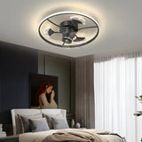 Modern Ginkgo Leaves Decor Flush Mount Ceiling Fan with 3 Color Dimming Light