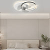 Luxury Crystal Ring Flush Mount Ceiling Fan Light with 3 Color Dimming Low Profile