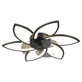 Modern Flower Flush Mount LED Ceiling Fan Smart Dimmable Low Profile Lighting for Bedroom