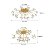 Modern Gold Crystal Dandelion Ceiling Light Fixture with Three Step Dimming Flower Design