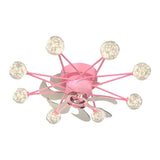 Modern Starry Design Ceiling Fan with 3 Color Dimming Light for Childrens Bedroom