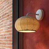 Modern Waterproof Rattan Lantern Outdoor Wall Sconce and Garden Hanging Pendant Lamp
