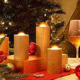 Ambient Wood Cylinder LED Table Lamp with Air Control Sensor Rechargeable Candlelight Accent