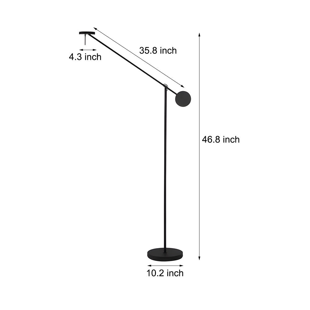 Modern Black LED Floor Lamp with Adjustable Arm and Slim Minimalist Design for Reading