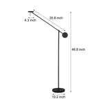 Modern Black LED Floor Lamp with Adjustable Arm and Slim Minimalist Design for Reading