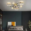 Modern Star Ball LED Ceiling Fan with Three Step Dimming Flush Mount Light Fixture