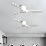 52 Inch Modern White 3 Blade Low Profile Ceiling Fan Flush Mount Indoor Fan Without Light