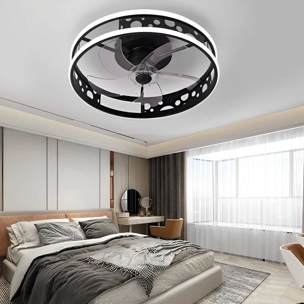Modern Low Profile Bladeless Ceiling Fan with 3 Color Dimmable LED Light and Remote Control