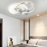Modern Low Profile LED Ceiling Fan Silent Flush Mount 3 Color Dimming Light