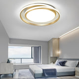 Modern Gold Circular LED Flush Mount Ceiling Lamp Dimmable with Remote Control for Living Room