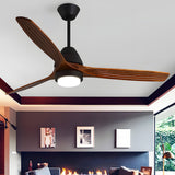 52 Inch Nordic Modern Ceiling Fan with Light and Remote Control 3 Wood Blades 6 Speed DC Motor