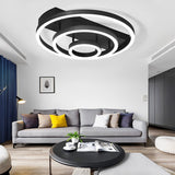 Modern Coffee Circular Tiered LED Flush Mount Ceiling Light for Living Room and Bedroom