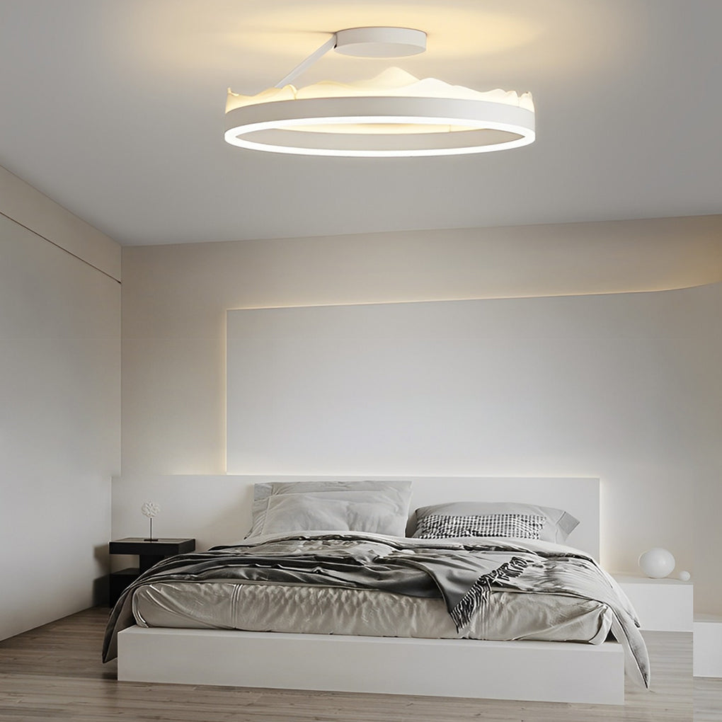 Modern Round Dimmable LED Ceiling Light White Nordic Flush Mount Fixture for Living Room