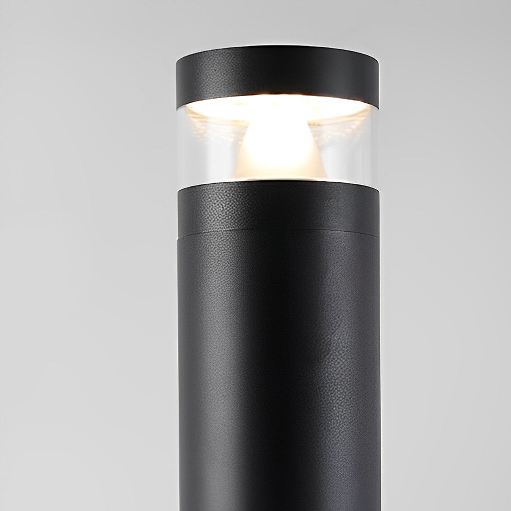 Cylindrical LED Outdoor Lawn Lamp Modern Black Aluminum Waterproof Pathway Light