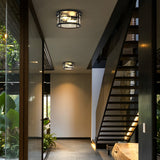Modern Rustic Black Waterproof Outdoor Flush Mount Ceiling Light for Garden and Terrace