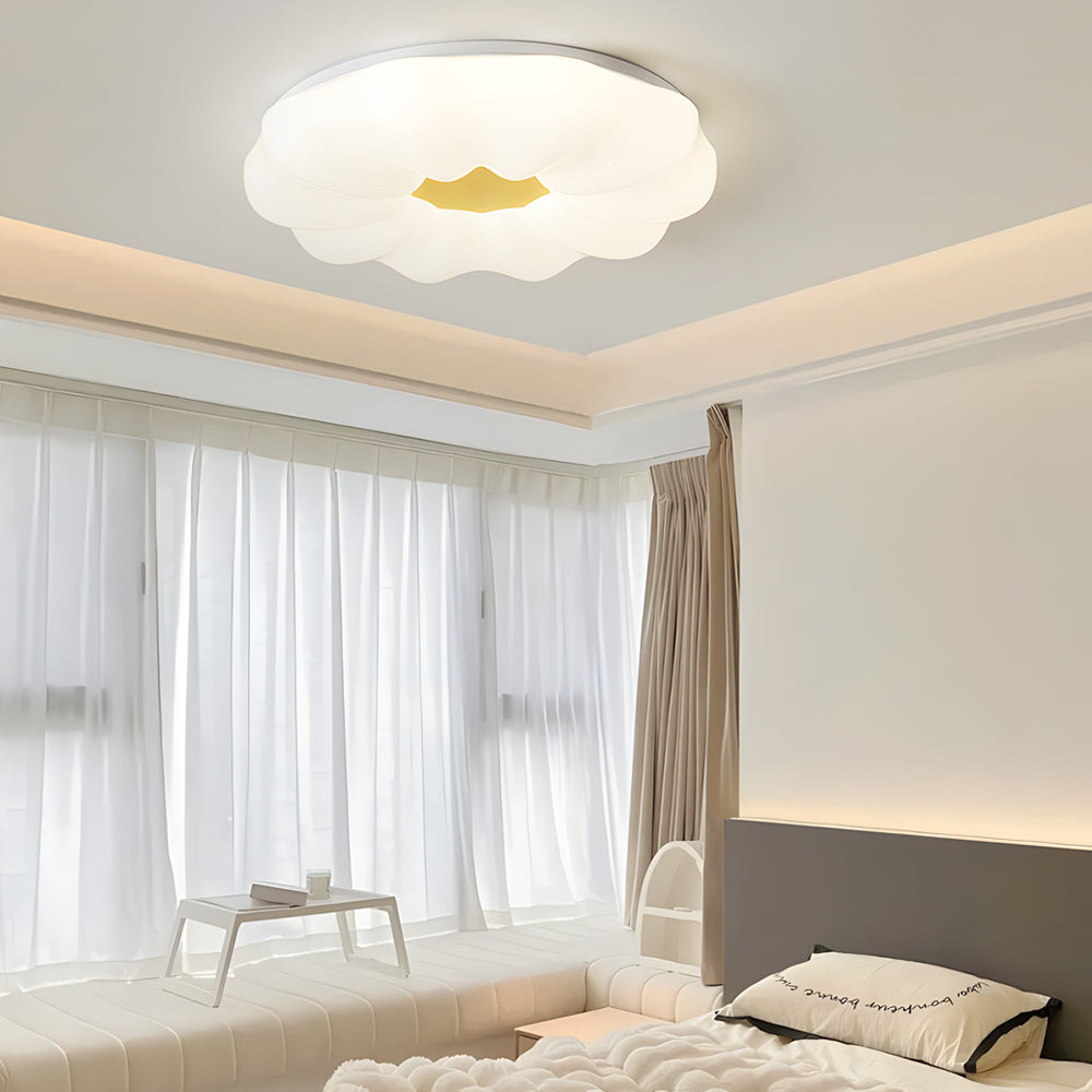 Modern Cloud Flower Acrylic Ceiling Light with 3 Step Dimming Flush Mount Lamp in White