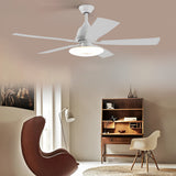Nordic 52 Inch 5 Blade Dimmable LED Ceiling Fan with Remote Quiet Wood Grain Flush Mount Fan