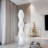 Sculptural Wavy LED Floor Lamp with White Acrylic Shades and Foot Pedal Control