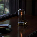 Nordic Glass Dome LED Candle Lamp Portable Rechargeable Table Light with Touch Control