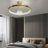 Modern Round Ring LED Ceiling Lamp with Crystal Glass Ball Decor and 3 Step Dimming Control