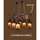 6 Light Antique Wood Lantern Chandelier Rustic Farmhouse Ceiling Pendant Light Fixture