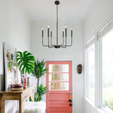 6 Light Iron Candlestick Chandelier Modern Farmhouse Pendant Light for Dining Room and Living Room