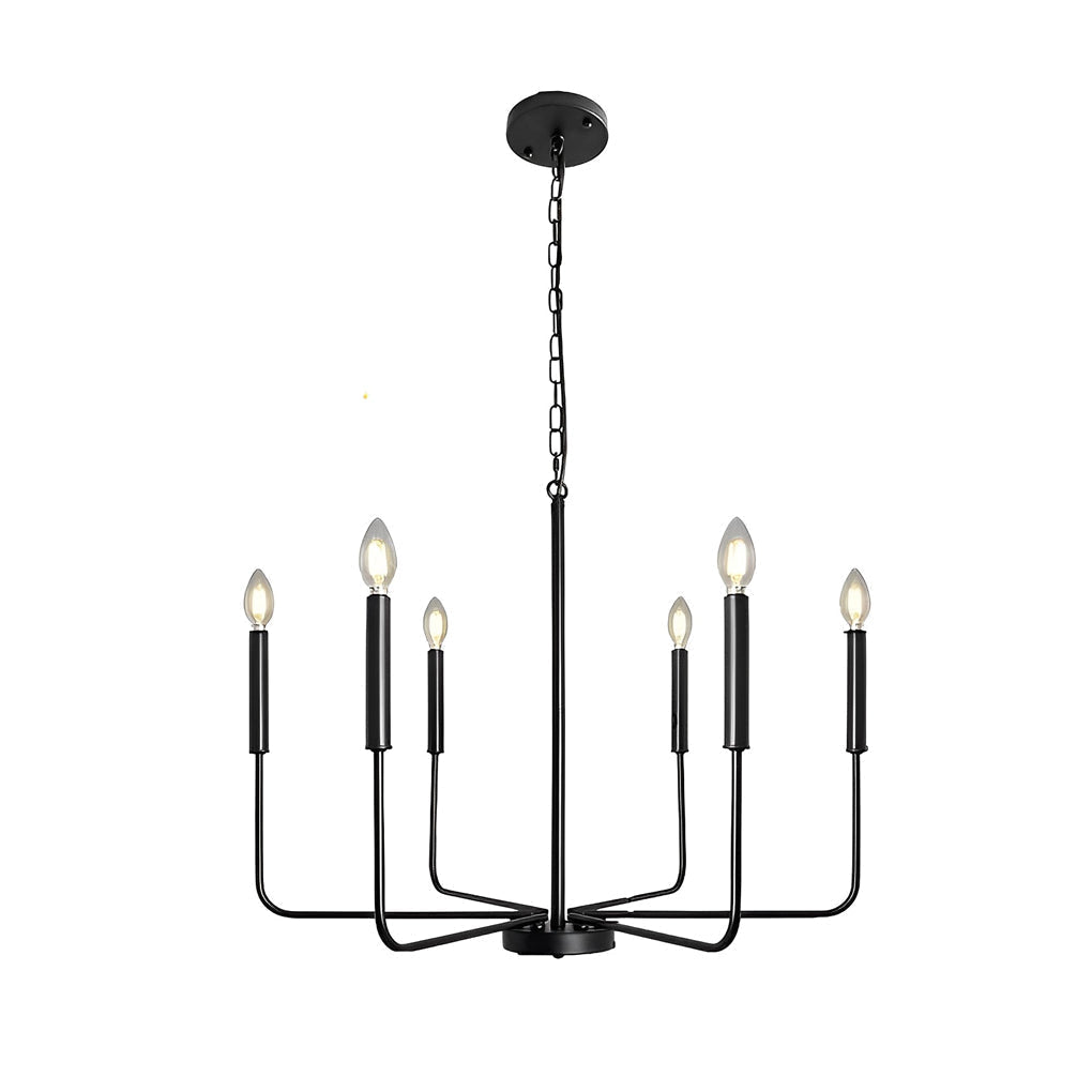 6 Light Iron Candlestick Chandelier Modern Farmhouse Pendant Light for Dining Room and Living Room