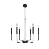 6 Light Iron Candlestick Chandelier Modern Farmhouse Pendant Light for Dining Room and Living Room