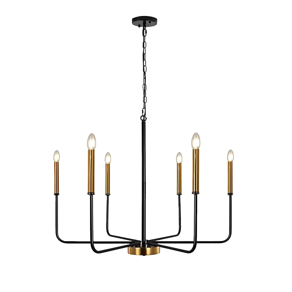 6 Light Iron Candlestick Chandelier Modern Farmhouse Pendant Light for Dining Room and Living Room