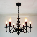 6 Light Modern Candle Style LED Chandelier Rustic Industrial Pendant Hanging Ceiling Lamp