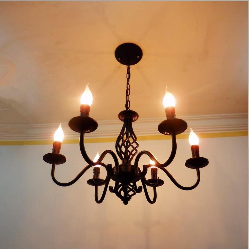 6 Light Modern Candle Style LED Chandelier Rustic Industrial Pendant Hanging Ceiling Lamp