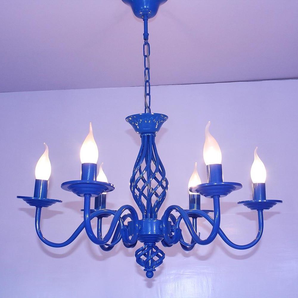 6 Light Modern Candle Style LED Chandelier Rustic Industrial Pendant Hanging Ceiling Lamp