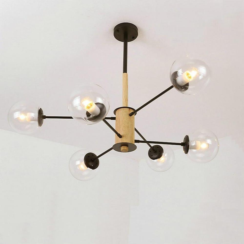 6 Light Modern Glass Ball Sputnik Chandelier Pendant Lamp for Living Room Dining Area
