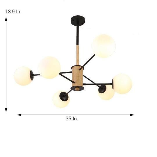 6 Light Modern Glass Ball Sputnik Chandelier Pendant Lamp for Living Room Dining Area