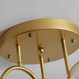 6 Light Semi Flush Mount Chandelier with Spherical Glass Shades for Bedroom Dining Room