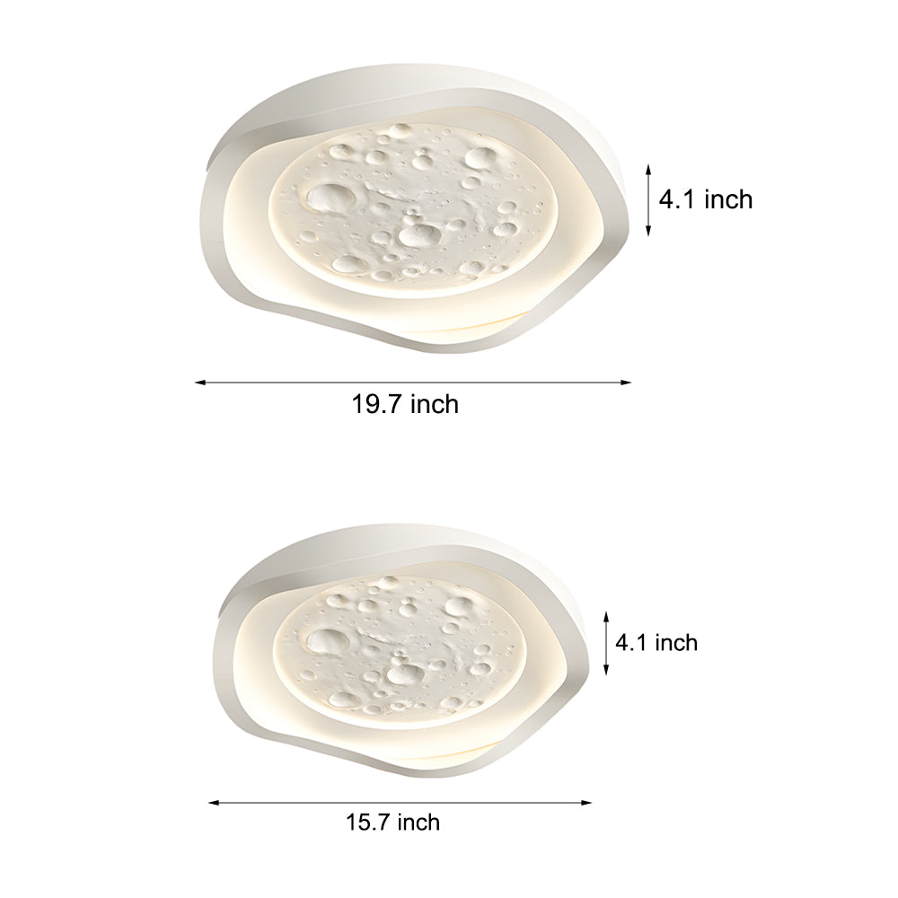 Modern Geometric Lunar White Resin LED Flush Mount Wave Ceiling Light Fixture