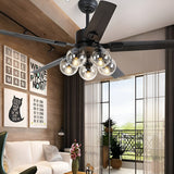 Modern 42 Inch Silent Nordic Flush Mount Ceiling Fan with 5 Lights and Remote Control