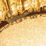 Modern Crystal Drum Flush Mount Ceiling Light Titanium Gold LED Chandelier with Quicksand Detail