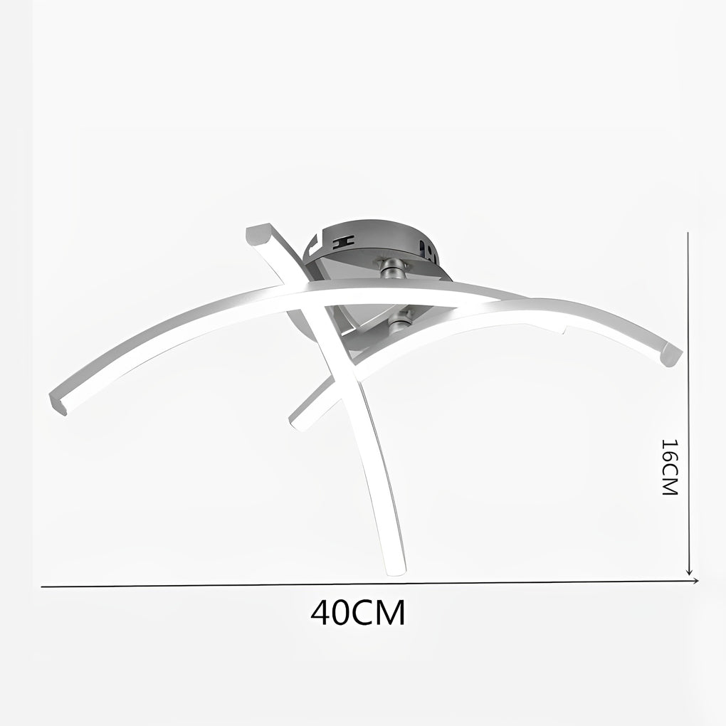 Modern Geometric 3 Line LED Ceiling Light White Flush Mount Chandelier for Bedroom and Living Room