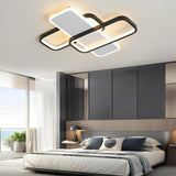 Geometric Overlapping Square LED Ceiling Light Modern Nordic Flush Mount Dimmable Chandelier