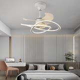 Modern Waves Flower Bladeless Ceiling Fan with LED Lighting Mute Timing Nordic Creative Chandelier Fan