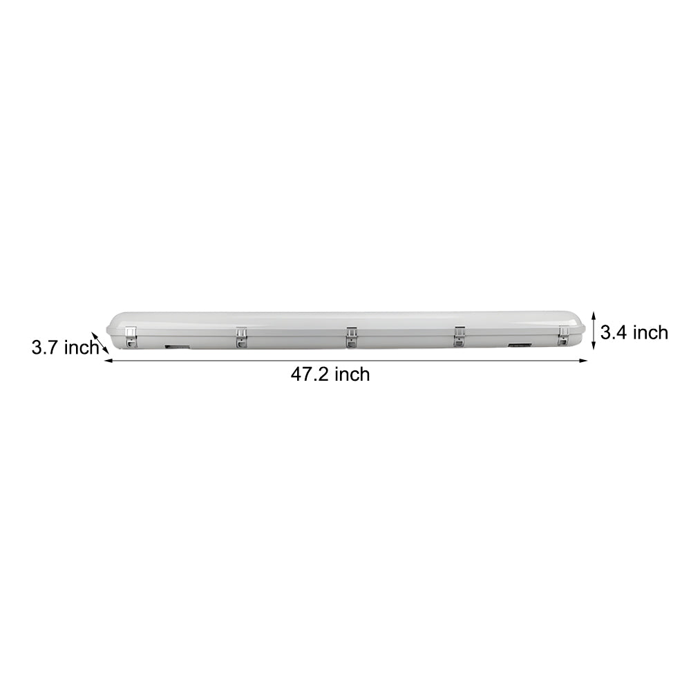Waterproof 47 Inch LED Vapor Tight Shop Light 40W 5200 Lumens 3CCT Flush Mount Ceiling Fixture