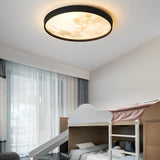Circular Moon Inspired LED Ceiling Light Modern Flush Mount with Adjustable Color