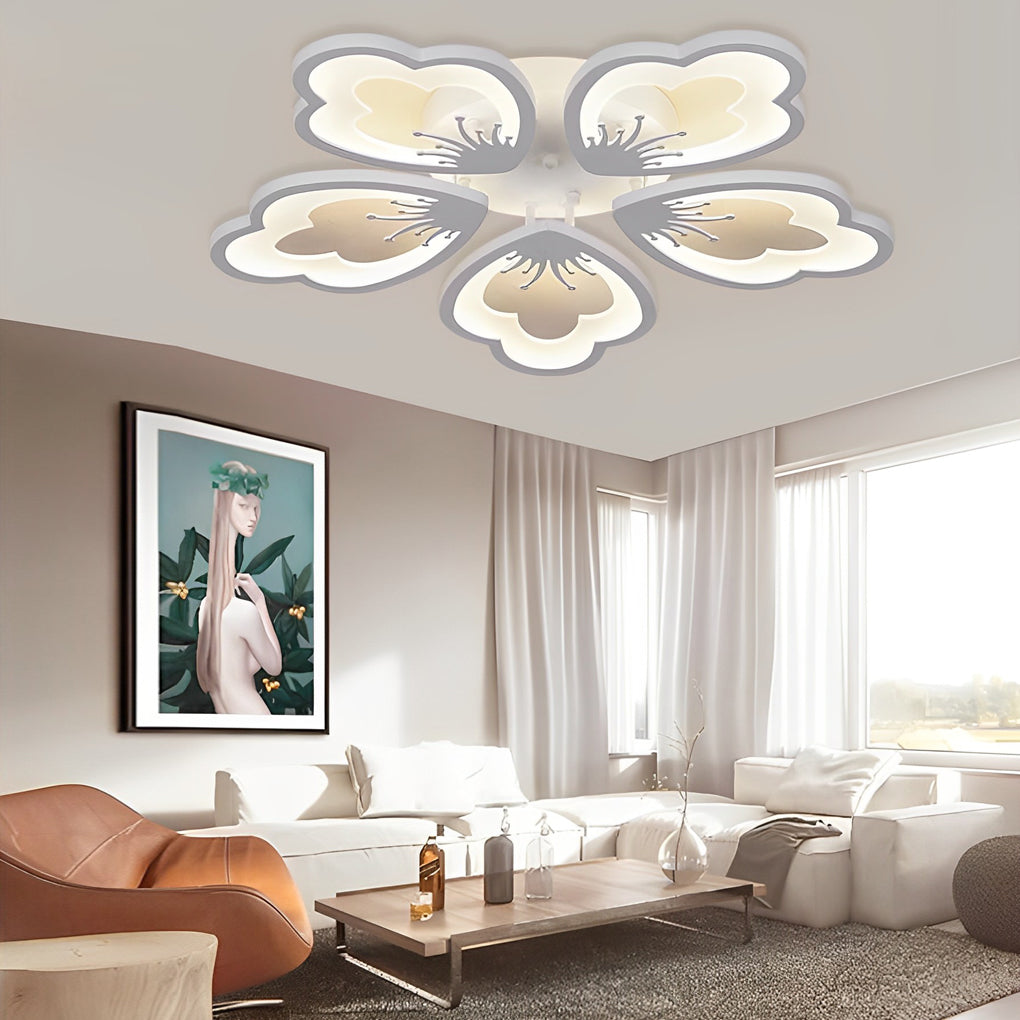 Modern Nordic Flower Shape LED Flush Mount Light with Remote Control Dimming