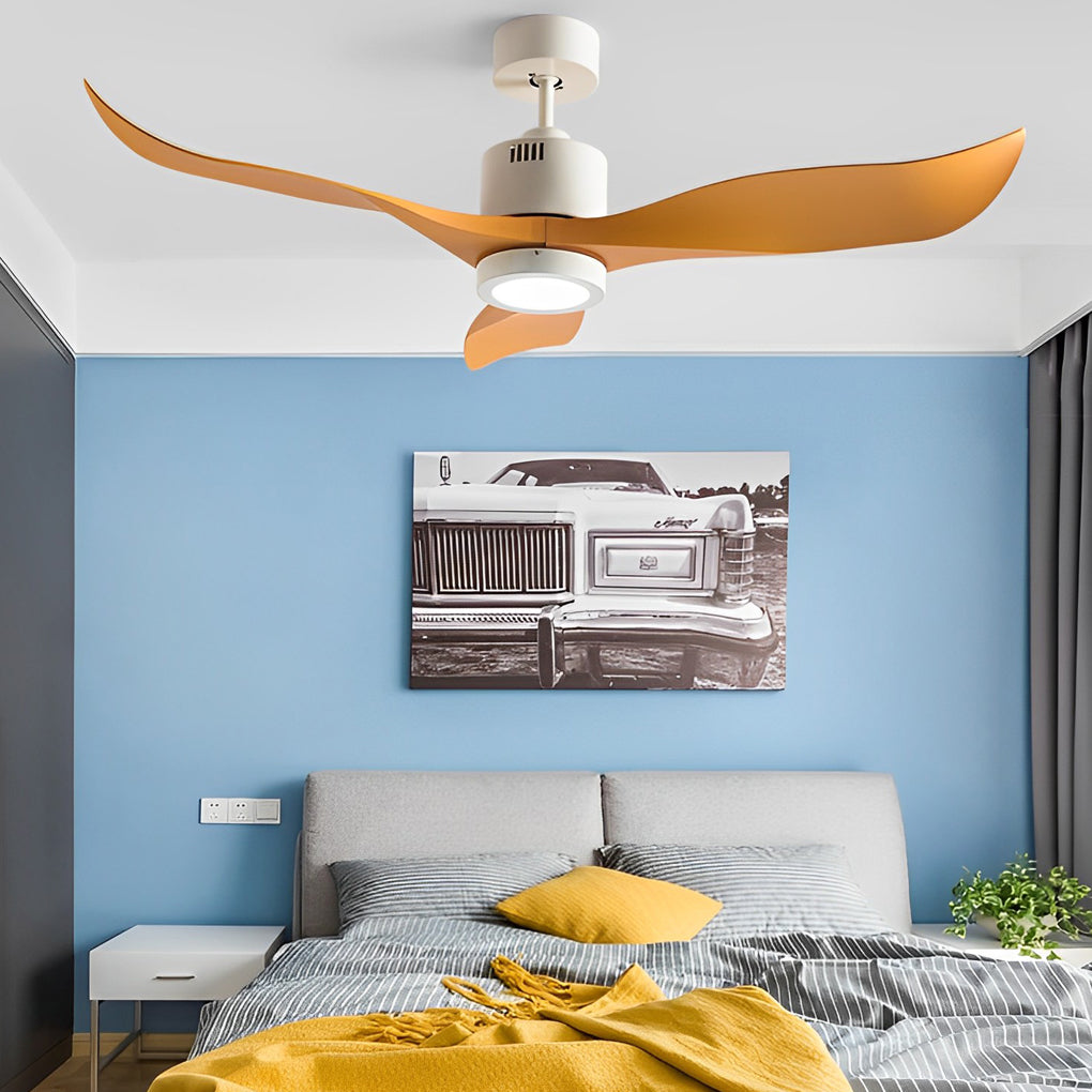 Modern 52 Inch Nordic Ceiling Fan with LED Light and Remote Control Quiet DC Motor 3 Blades